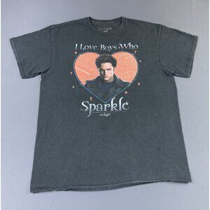 Rare Vintage Y2K Twilight Movie Edward Cullen Boys Who Sparkle Black Tee Movie